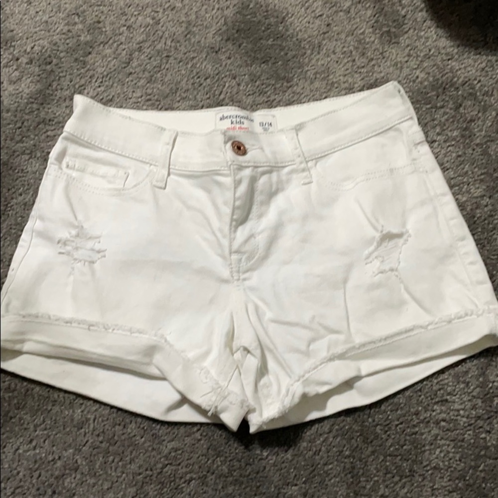 Abercrombie Kids white jean shorts